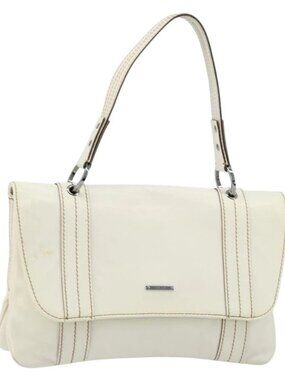 GUCCI Hand Bag Leather White Silver 113014 Auth 172961